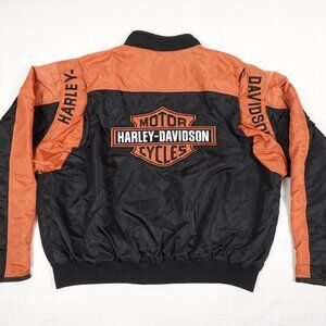 Harley Davidson Motorcycle Bomber Jacket Men's XXL Embroidered Spellout Logo